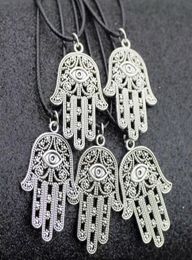 Jewelry Whole Lots 50pcs Vintage Lucky Alloy Fatima hand Hamsa Pendants Charms Amulet Evil Eye Necklaces Gift for men women HJ6898564