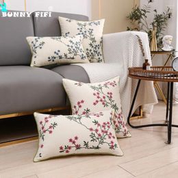 Pillow Embroidered Flowers Covers Soft Plush Ultra Solid Colour 45 45cm Decorative For Sofa Bedroom Living Room