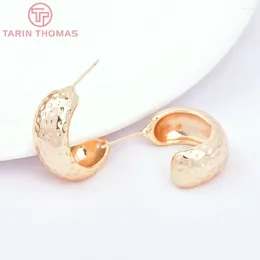 Stud Earrings (7391) 4PCS 22MM 24K Gold Colour Brass Semicircle Shape High Quality Diy Jewellery Findings Accessories Wholesale