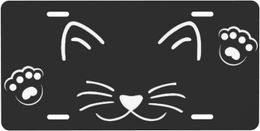 Cat Face License Plate Decorative Front License Plate Metal Aluminum Car Front Tag License Plates Covers for Car Truck 6x12 In