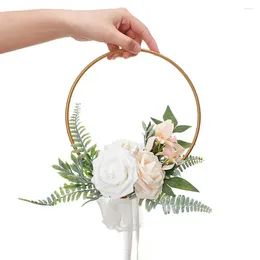 Decorative Flowers Portable Bridal Artificial Rose Holding Wreath Wedding Party Decorations For Bride Bridesmaids