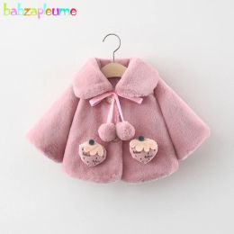 Animals babzapleume Fall Winter Baby Fur Coat Toddler Girl Jacket Korean Warm Fleece Plush Cute Strawberry Shawl Newborn Clothes 021