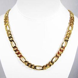 MENS 8MM 14K GOLD PLATED PREMIUM QUALITY FIGARO LINK CHAIN NECKLACE240b