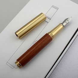 Luxury Quality Portable Pocket Exquisitely Designed Vintage Mini Brass Solid Wood Pen Office School Supplies Stationery Gifts