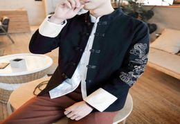 Ethnic Clothing Black Traditional Chinese Collar Shirts For Mens Red Oriental Style Jackets With Dragon Embroidery Ethno Zhongshan4708000