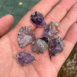 Real Stone Arrows Necklace Pendant Raw Crystal Quartz Pendant Craft Amethyst Obsidian Arrowhead Energy Lucky Charms Making Diy