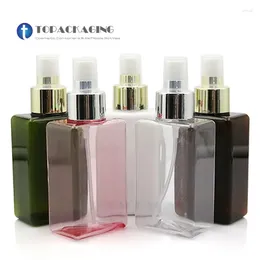 Storage Bottles 20pcs 100ML Spray Pump Square Bottle Empty Cosmetic Container Plastic Perfume Refillable Packing Mist Atomizer Anodized