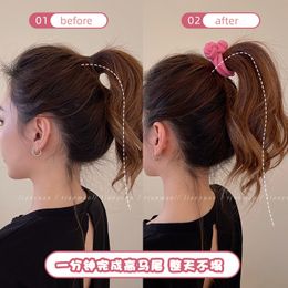1 pcs Pink Hairtie for Ponyhair Thick Hair Elastic Rubber Bands Solid Sturdy Hair Accessories Headwear Bunch Hairstyles