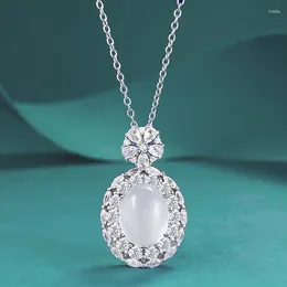 Chains S925 Silver Inlaid Natural Water Foam Jade High 8 10 Egg Face Marrow Pendant Is Selling Live