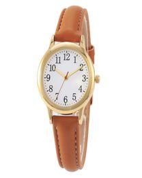 Casual Style Clear Numbers Fine Leather Strap Quartz Womens Watches Simple Elegant Students Watch 31MM Dial Metal Buckle Wristwatc2809109