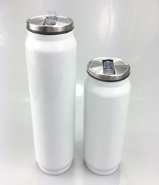 Sublimation Cola Can cola tumbler with 2 Types Lids White Heat Transfer Coke Cans Stainless Steel Insulated Water Bottles Travel M3761278