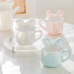 Mugs 3pcs Set High-value Bowknot Mug Girl Heart Cute Office Afternoon Tea Cup Couple Gift Wholesale