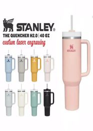 40oz with silvery Logo tumbler stainless steel handle lid straw big capacity beer mug THE QUENCHER H2.0 FLOWSTATE tumbers water bottle powder camping cup5275874