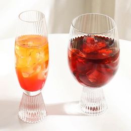 Wine Glasses Exquisite 200-500Ml Vertical Stripes Multi-Purpose Goblet Red Champagne Brandy Cocktail Beer Steins Cup Fashion Drinkware