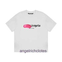 High end Designer clothes for Pa Angelss Pa Angels Splatted Paint Letter Print Loose Short sleeved Tshirt for Men and Women Couple Tshirt with trademark tag original