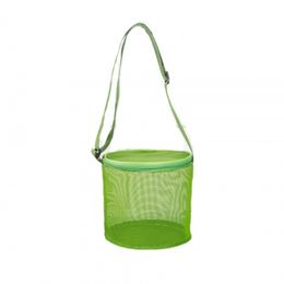 Beach Toy Mesh Bag Round Sand Seashell BagMesh Beach Sand Toy Totes Colorful Mesh Beach Bag With Adjustable Carrying Straps