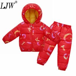Trousers 2022 children's clothing autumn and winter new children's light down jacket girls warm down waterproof jacket + pants 2piece se