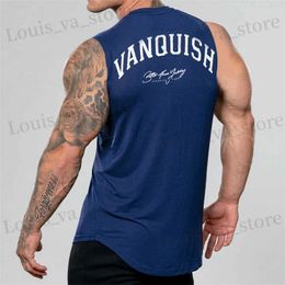 Men's T-Shirts Fashion Mens Clothing Sports Casual Cotton Round Neck Vest New Summer Gym Jogging Training Slveless T-Shirt Vest T240411