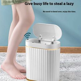 Waste Bins 7L Trash Bin Can Narrow Smart Sensor Kitchen Food Waste Recycle Toilet Wastebasket arbae Storae Bucket Bathroom Accessories L49