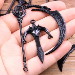 10PCS 15 Styles Mixed Alloy Black Knight Sword Knife Gun Bow Charms For Jewellery Making DIY Handmade Weapons Pendant Wholesale