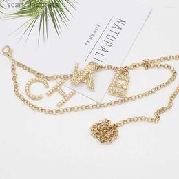 Belts Belts Fashion Alloy Waist Chain Belt Pearl Rhinestone Inlay Metal For Women Student Dress Designer Waistband Jeans Y240411