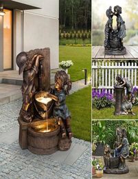 Garden Decorations Indooroutdoor Girl And Boy Statue Resin Sculpture Yard Art Decoration Jardineria Decoracion Drop4314997