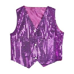 Costume Vest Glitter Unisex Colorful Polyester Shiny Performance Jazz Dance Sequin Vest For Party For Children