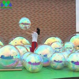 Iridescent And Silvery Inflatable Mirror Ball Giant Mirror Balloon Disco Sphere For Wedding Nightclub Party Hanging Decoration 240403