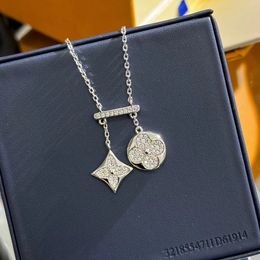 Designer V Beaded SailorMoon Clover Necklace S925 Silver, Moissanite Link, Diamond Crystal Pendant For Women