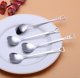 Whole 1 PCS Heart Coffee Spoon Dessert Sugar Stirring Spoon Ice Cream Yoghourt Honey Spoon Kitchen Coffeeshop Flatware8231150