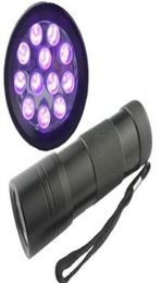 DHL395400NM Ultra Violet UV Light Mini Portable 12 LED UV Flashlight Torch Scorpion Detector Finder Black lightUV127767208