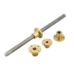 CNC 3D Printer Part Trapezoidal Rod T10 Lead Screw 10mm diameter Pitch 2mm Lead1mm-16mm with Brass Nut Length100mm-1000mm