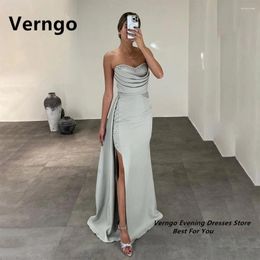 Party Dresses Verngo Sweetheart Sleeveless Long Evening Gown Side Slit Pleat Sequined Crystal Dress Simple For Prom