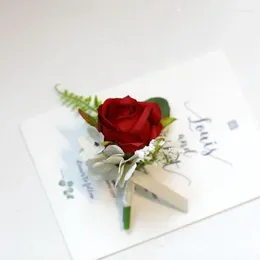 Decorative Flowers Wedding Groomsmen Simulated Rose Corsage