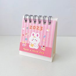 2023 Creative Calendar Solid Color Mini Desktop Paper Dual Daily Scheduler Table Planner Yearly Agenda Organizer Office Supplies