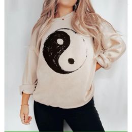 Women's Hoodies Coquette Aesthetic Shirt Yin Yang Sweatshirt Mental Health Crewneck Positive Clothes Spiritual Meditation Zen Buddhist