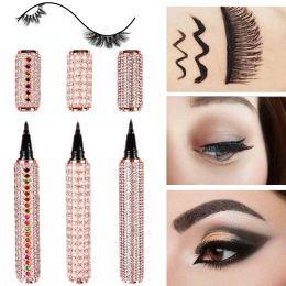 Self Adhesive EyeLiner Pencil Magic Quick-drying Diamond Eyelash Black Coffee Eyeliner Pen Eyelash Glue Free Waterproof Makeup