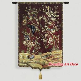 Tapestries Beautiful Flower & Birds Jacquard Weave Tapestry Wall Hanging Gobelin Home Art Textile Decoration Aubusson Cotton 158x89cm