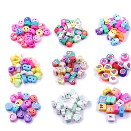 30Pcs 9 Styles Mix Colors Flowers Animal Figures Shape Clay Spacer Beads Polymer For Jewelry Making DIY Handmade Accessories