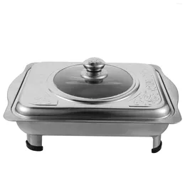 Plates Stainless Steel Dinner Plate Buffet Pan Rectangular Tray Roasting With Lid Canteen Chafing Dish Holding For Flat