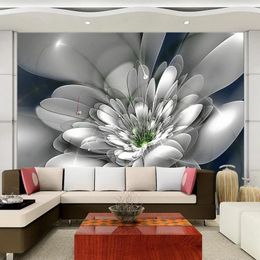 Wallpapers Modern Fashion Creative Abstract Transparent Flower Living Room TV Background Wall Wallpaper Custom Mural Waterproof
