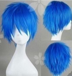 100 Brand New High Quality Fashion Picture full lace wigsgt Short Cosplay V home KAITO Brother blue turned Alice Wig W011558617