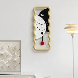 Wall Clocks Creamy Artistic Clock No Punching Creative Minimalist Modern Design