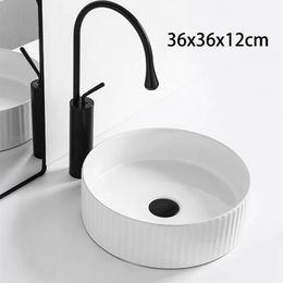 Newest Nordic style Bathroom White ceramics wash basin High Quality hand basin with Brass faucet and Drainer Complete set