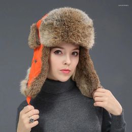 Berets Unisex Winter Fur Russian Ushanka Hat Cotton Lining Waterproof Fabric Outdoor Sports Thickened Earflap Ski IL00690