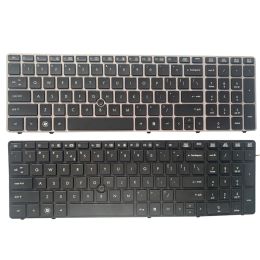 Keyboards New Laptop English Keyboard for HP EliteBook 8560p 8570P 8560B 6560b 6565b 6560P US Keyboard With Border Black/Silver Frame
