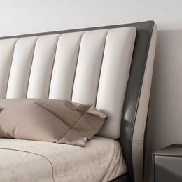 Minimalist Bed Cama Multifuncional Bed Frame Wood Queen Size Vertical Texture For Couple Master Room Children Bedroom Set Camas
