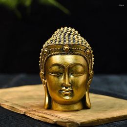 Decorative Figurines Northern Ancient Buddha Head Statue Gold-plated Miniature Zen Home Interior Decoration Southeast Asian Creative Resin