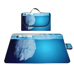 Antarctic Iceberg Picnic Mats Waterproof Foldable,Lightweight Oxford Beach Blankets Sandproof Portable for Park,Camping,Hiking