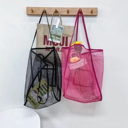 Storage Bags Bag Shopping Transparent Fashion One-shoulder Mesh Beach Large Capacity Hollow Organiser Makeup